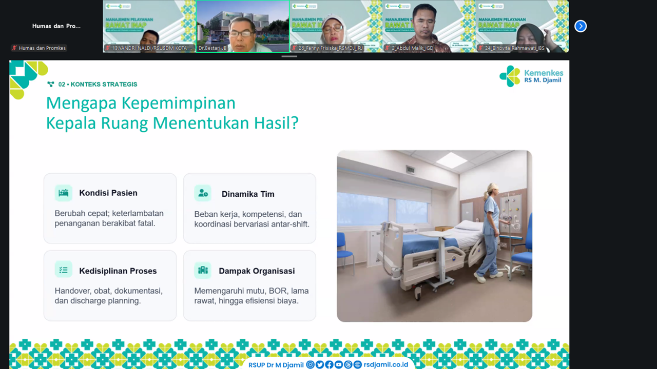RS M. Djamil Tekankan Peran Kepala Ruang dalam Menjaga Keselamatan Pasien